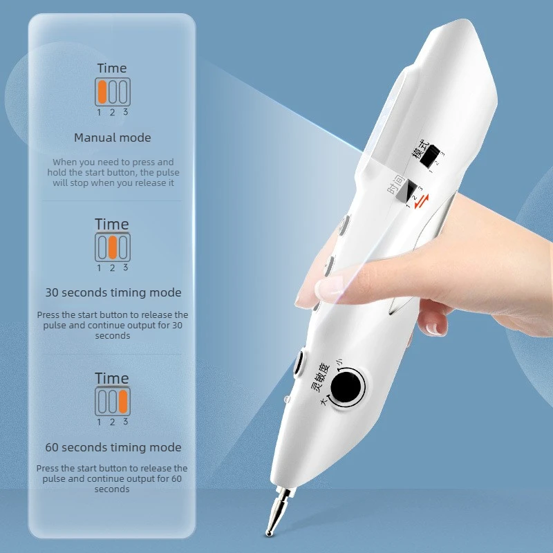 Automatic Pulse Meridian Pen 20 Adjustable Levels 3 Bio Waveforms Sensitivity Adjustable Electronic Acupuncture Massage Tool