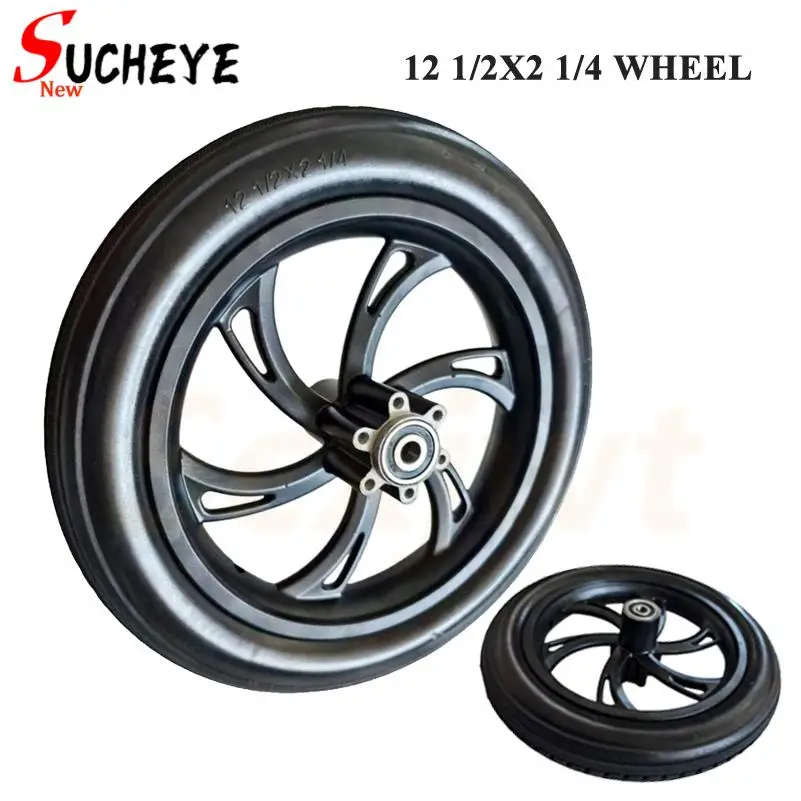 

Folding Ride Hailing Bicycle Front Wheel 12 1/2x2 1/4 (57-203) Solid Tire Whole Assembly 12 Inch Size