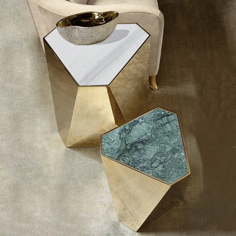 

AA light luxury sofa corner few stainless steel marble small edge few coffee table special-shaped set few combinations