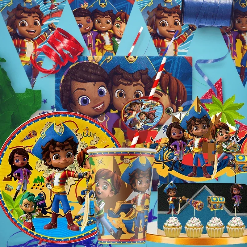 Juego de vajilla de Santiago de los Estados Unidos, platos y vasos, servilletas, decoración de fiesta de cumpleaños para niños y niñas, babyshower