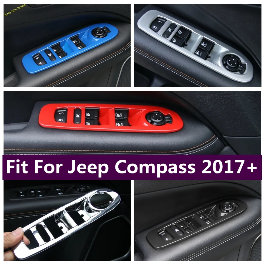 

Inner Door Window Switch Lift Button Surround Armrest Panel Cover Trim Fit For Jeep Compass 2017 - 2021 Blue Car Accessories