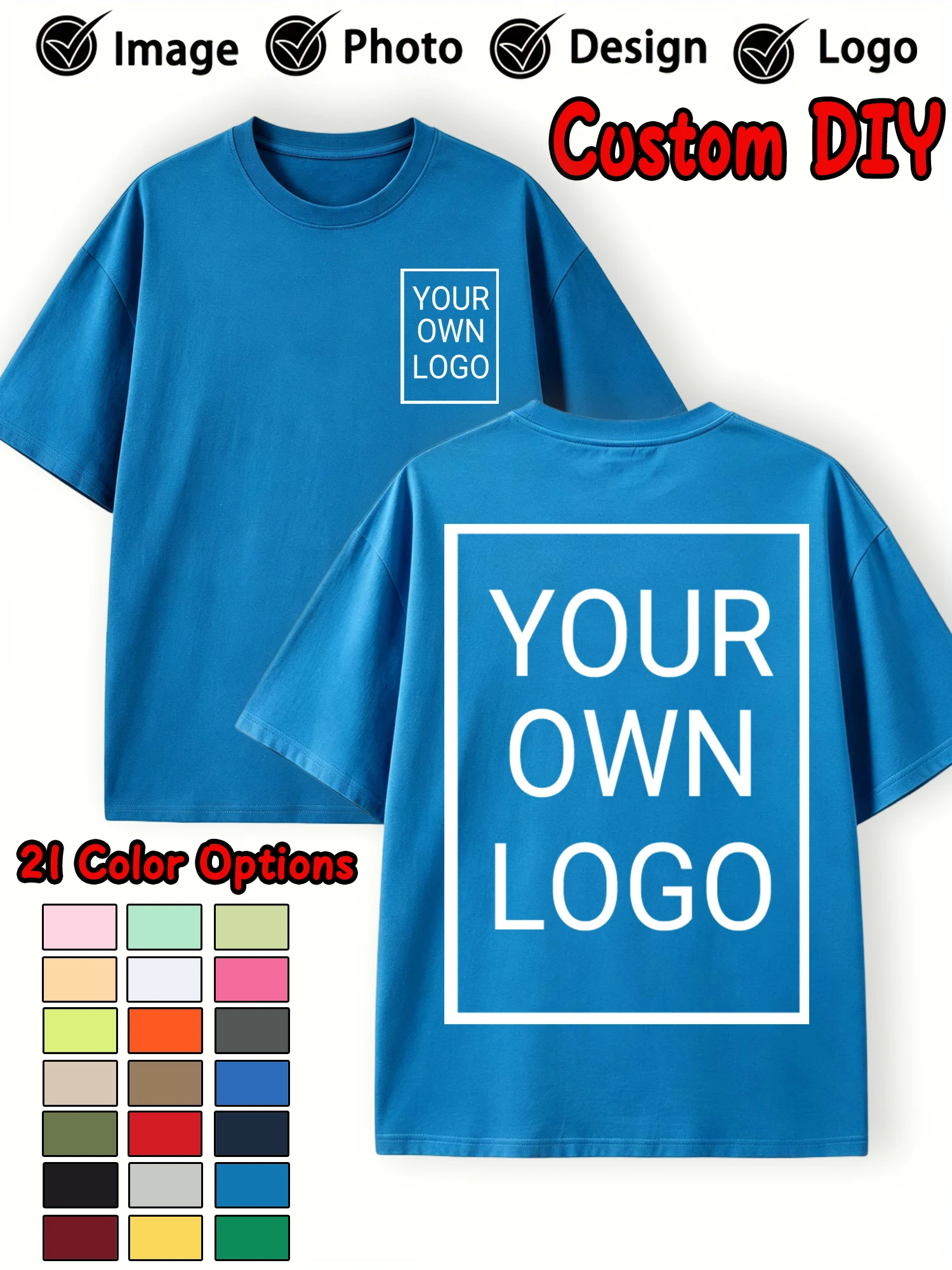 Sommer-T-Shirts für Paare, personalisiertes Muster, individuell, lässig, locker, für Herren, kurzärmelig, aus Baumwolle, weiche Kleidung, All-Match-Team-Arbeitskleidung – Detail 14