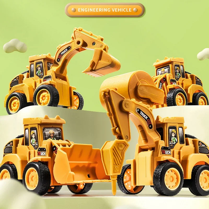 1 個エンジニアリング車両モデルプレススライド車掘削機ブルドーザー子供教育建設車両おもちゃキッズボーイギフト
