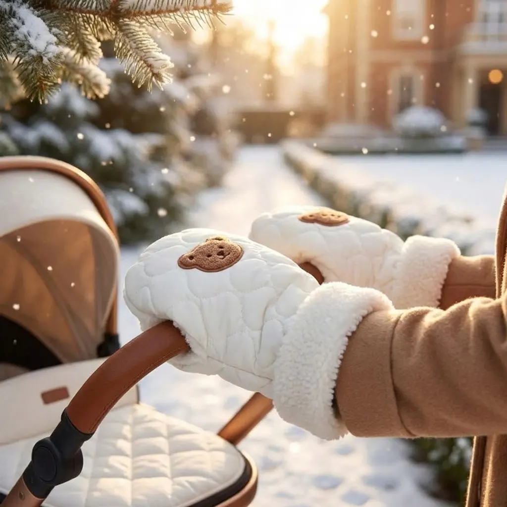 

Перчатки с сенсорным экраном на ручке коляски — теплый флис, ветрозащитный, водонепроницаемый, с карманом для хранения