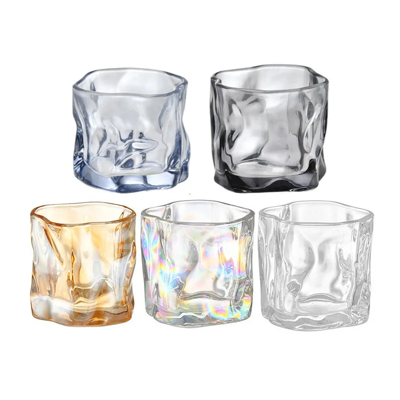 

250ml 170ML Korean Creative Ins Twisted Glass Cup Juice Drink Coffee Mug Cup Wave Pattern Colorful Glass Handmade Bar Drinking