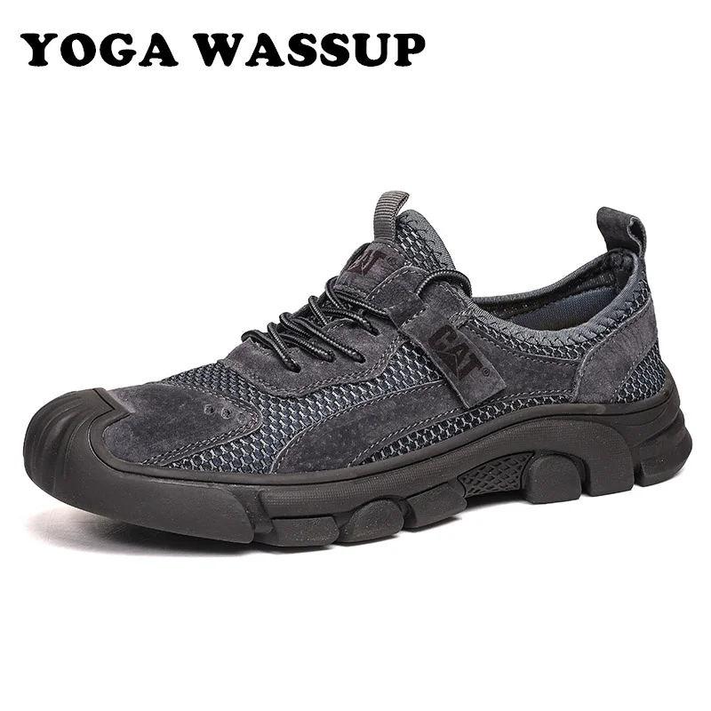 YOGA WASSUP-Men\'s Breathable Casual Hiking Shoes, Lace-Up Sneakers, Walking, Outdoor, Fashion, Sizes 38-45