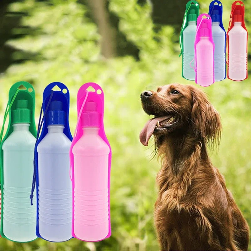 500ML Dog Water Bottle Folding Drinker Plastic Portable Water Bottle Pets Outdoor Travel Drinking Water Feeder Bowl for Dogs Dog