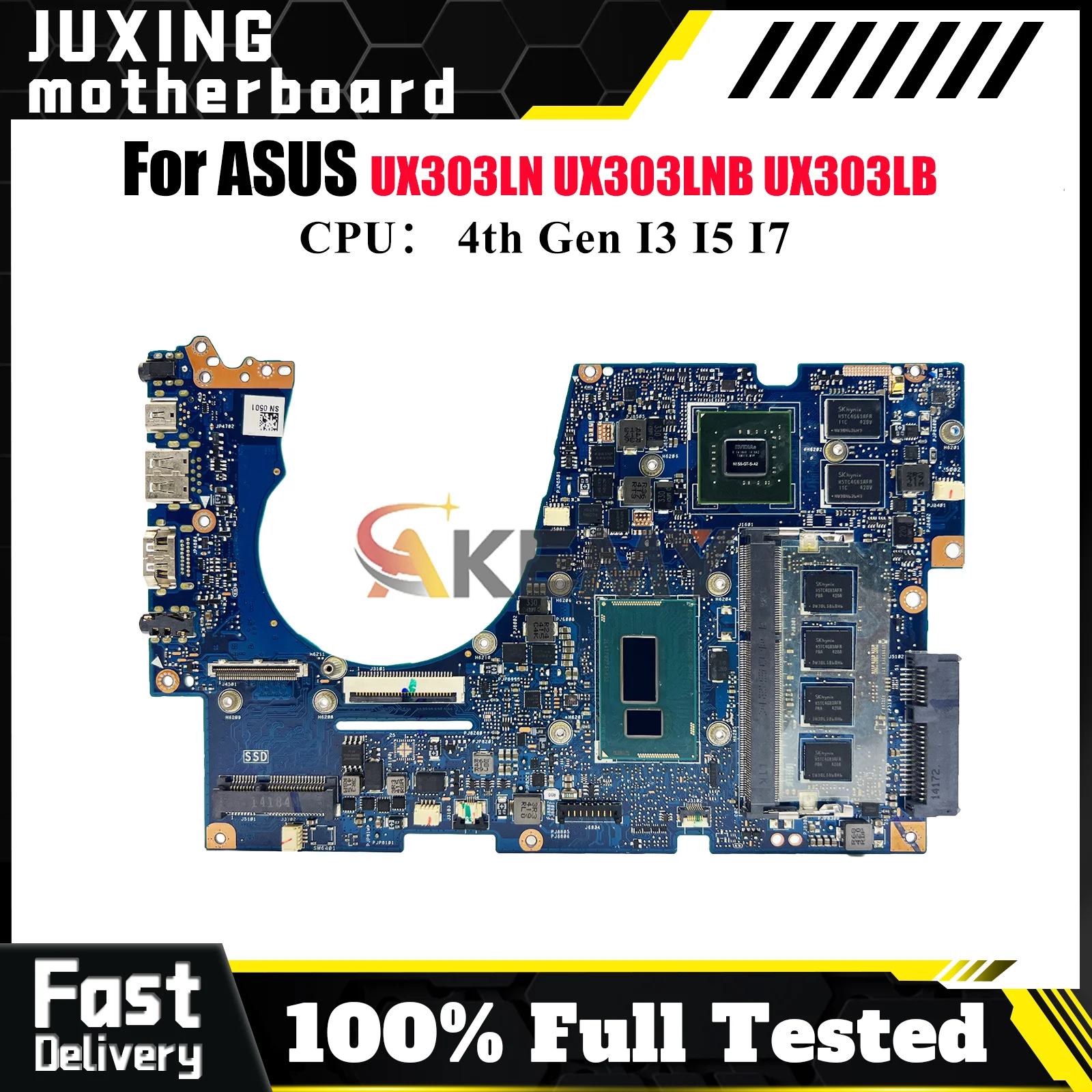

UX303LN Laptop Motherboard For ASUS ZenBook UX303LN U3000 UX303LB BX303L UX303LNB U303L UX303L Mainboard I3 I5 I7 CPU tests OK