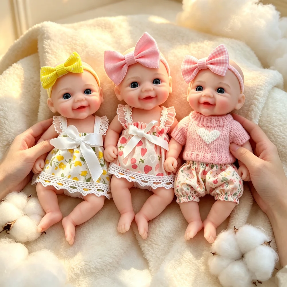 Poupée Reborn Vivienne Smile Bebe en silicone, 6 pouces, réaliste, douce et moelleuse, jouet en silicone pour les amateurs et les collectionneurs de poupées, 1 pièce