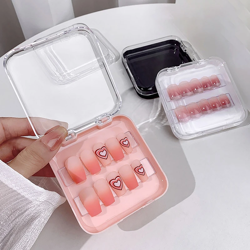 Empty Transparent Press On Nail Packaging Box Portable Plastic Nail Tips Organizer Display Manicure False Nail Tips Case