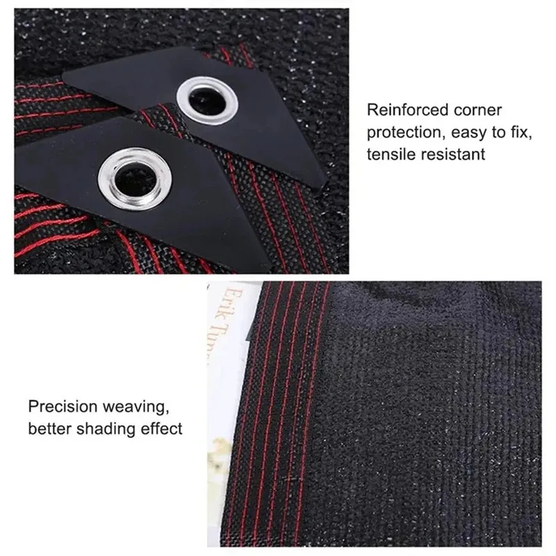 high-quality black 10-needle sunshade fabric 2x3m with 8 elastic ropes, anti-uv sunshade net outdoor pavilion canopy