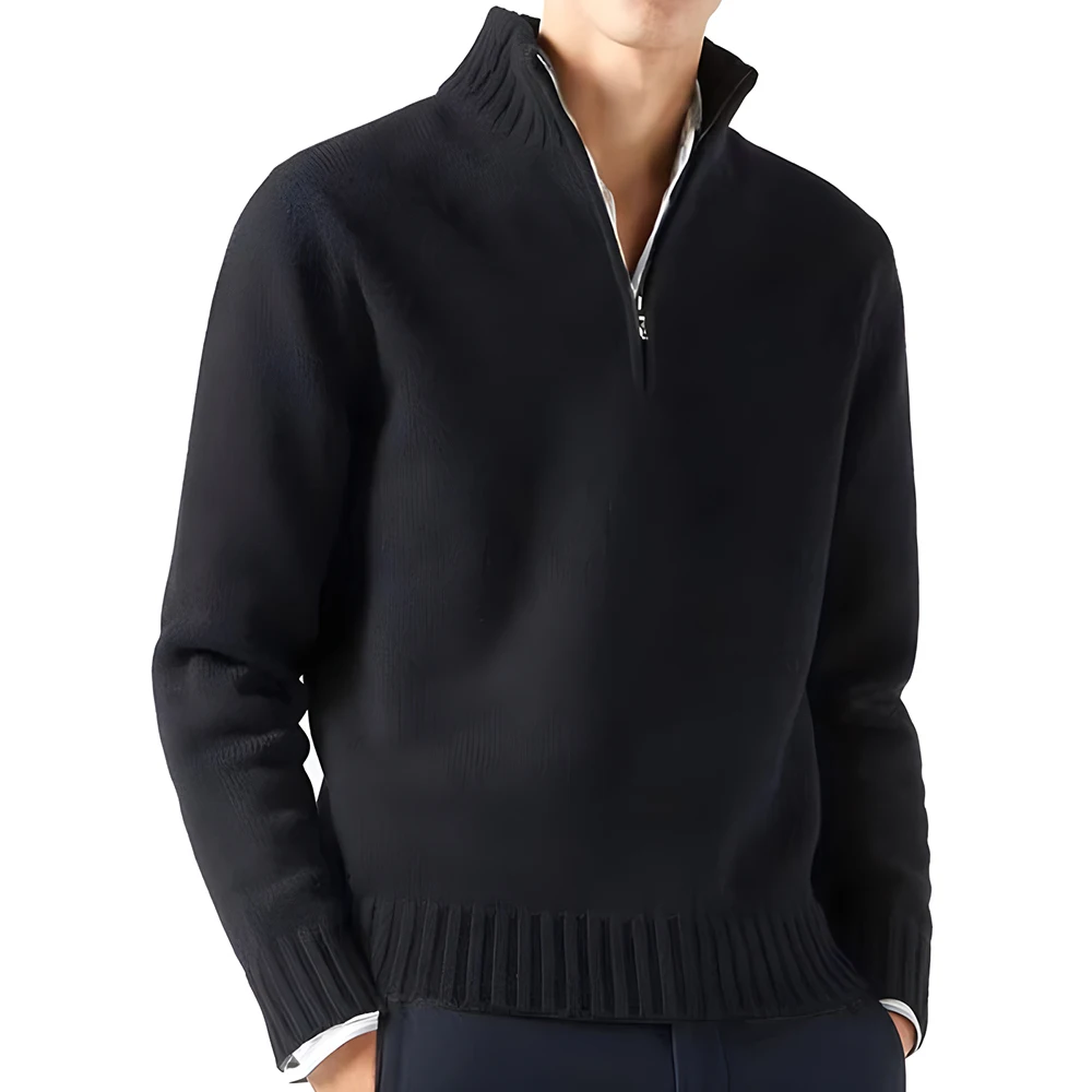 New Men Long Sleeved Turtlenecks Sweaters Knitted Solid Color Streetwear oversized Breathable half zipper coats Basic Warm coats