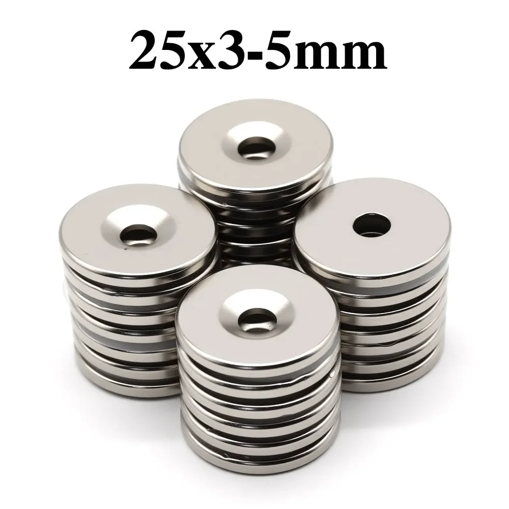 

25x3-5mm Super Powerful Round With Holes Magnet Neodymium Magnet NdfeB N35 Strong Permanent Magnetic imanes Refrigerator Magnet