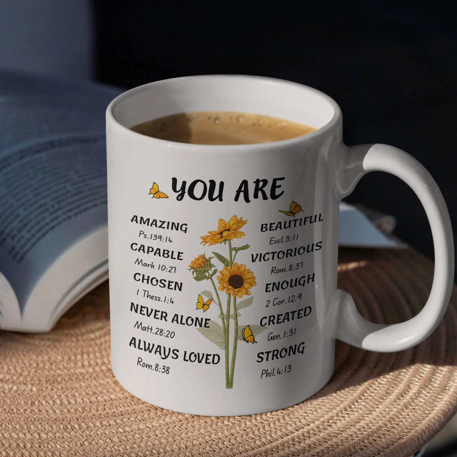 Sunflower Bible Verse Mug 320ml – Christian Mother's Day Gift for Mom, Microwave & Dishwasher Safe