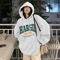 Women's Autumn And Winter letter Printed Hooded Cotton Oversized Warm Couple Top loose Casual Fashion Versatile Sports Shirt