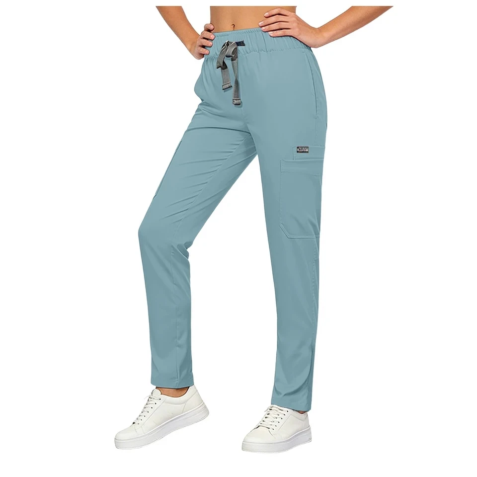 

High Waist Workwear Pants Women's Scrub Trousers Pet Clinic Nurse Uniform Nursing Jogger Pants Beauty Salon Work Bottoms