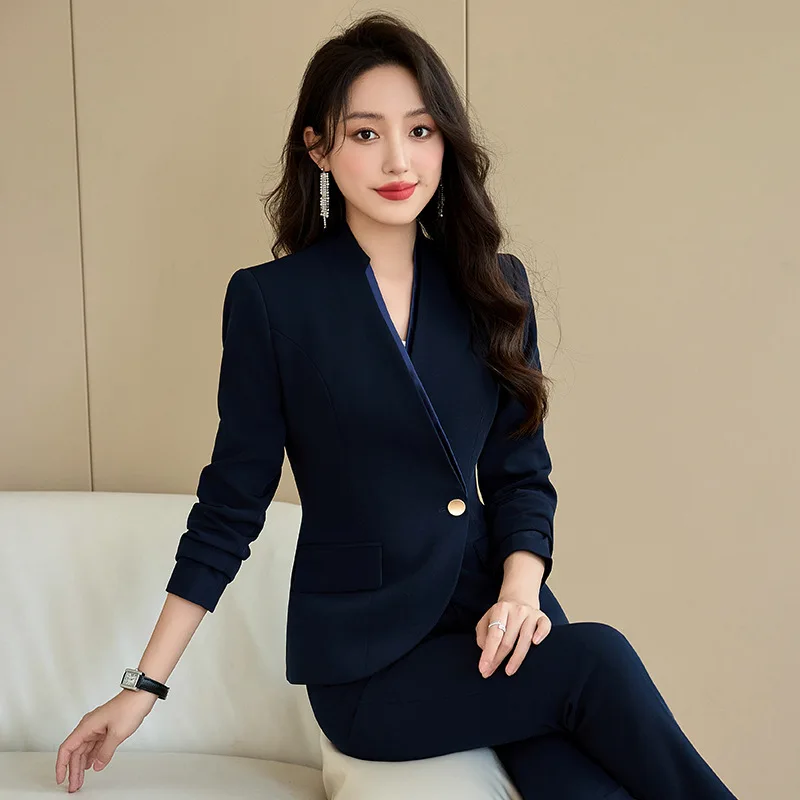 Apricot Suit Jacket Women's Spring and Autumn Business Suit2024New Hotel Manager Suit Management Work Clothes Female