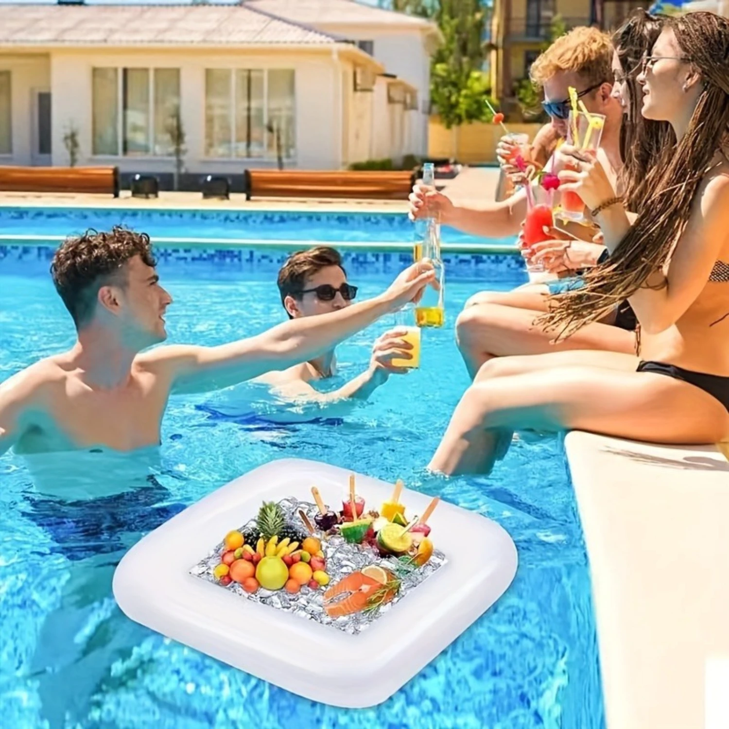 2-Piece Inflatable Ice  Drink Trays - Ideal For Pool Parties, Beer, Wine & Fruit | Durable Pvc