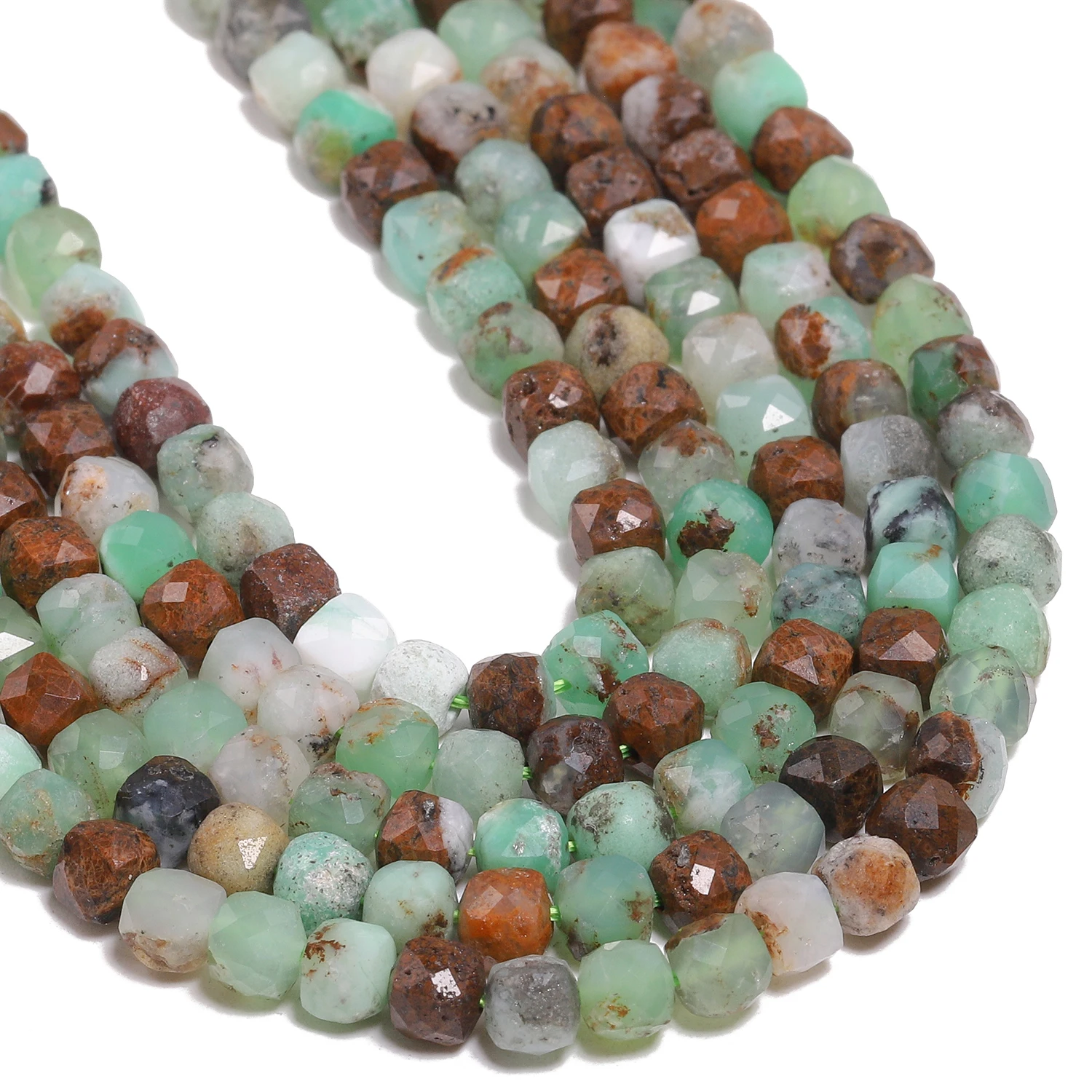 AAA حجر الكريسوبراسي الطبيعي الخرز 3.8-4.3 مللي متر الأوجه مربع مكعب الخرز فضفاض خزر عازل لصنع المجوهرات Diy بها بنفسك اكسسوارات