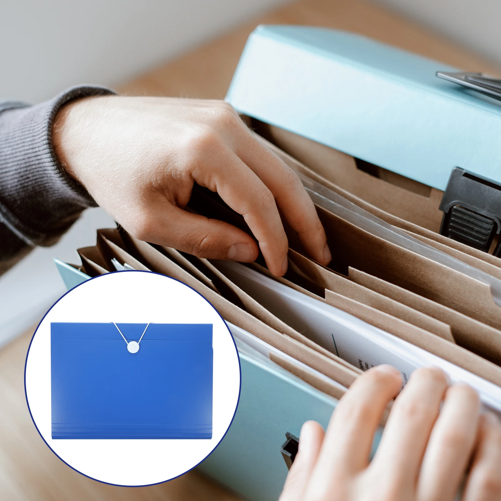 

A4 Large Capacity Accordion File Bag 13 Layers Blue Document Organizer Folder Storage Office Supplies File Paper Bag