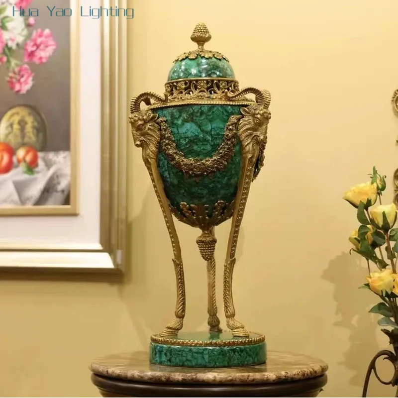 Unique Glazed Ceramic Ginger Jar Storage Flower Table Home Decoration Ceramic Vase Green With Lid