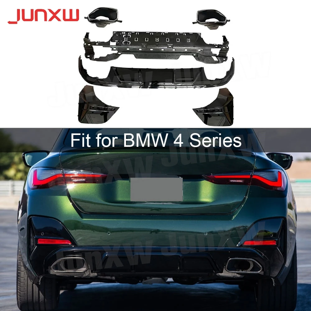 ABS Car Rear Diffuser Splitters With Exhaust Tips for BMW 4 Series G26 425i 430i M Sport Sedan 2021 + Diffuser Guard Accessories