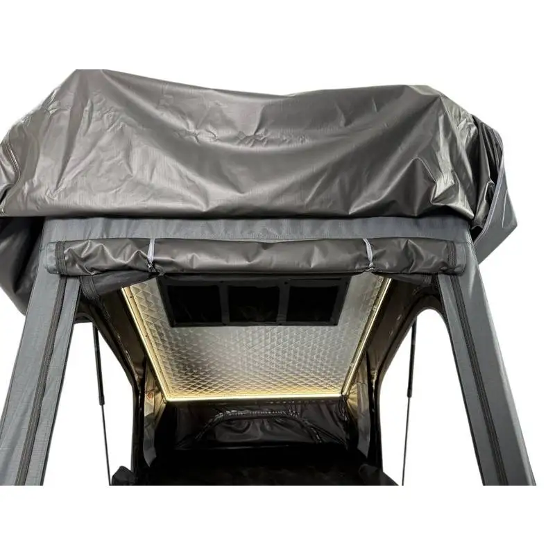Dual Side Entry Overland 4 Person Waterproof Can Car Rooftop Tent Instant Open Aluminum Alloy Hardshell External X Hinge W
