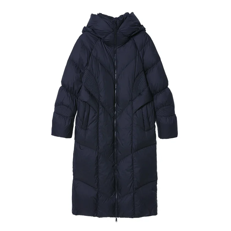 New Women's Winter Casual Fashion Thickened Long down Jacket Quilted Polyester Fiber Hooded Zipper Closure Comfortable