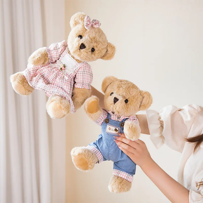 35cm Creative Arm Mobility Couple Teddy Bear Plush Toys Cute Stuffed Animals Bears Plushies Soft Kids Dolls Couple Wedding Gifts