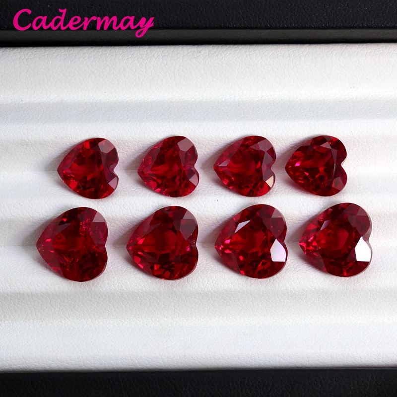 CADERMAY Heart Cut Lab Grown Ruby Pigeon Blood Red Loose Stones With Inclusion With AGL Certificate For Customize Jewelry Making