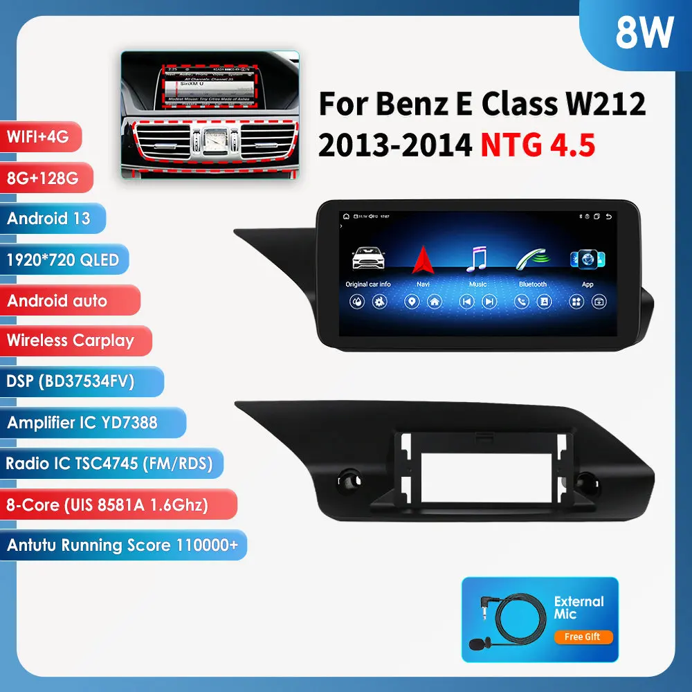 Auto radio Android speler voor Mercedes-Benz W212 S212 E200 E230 E260 E300 2009 - 2012 Draadloze Carplay Auto multimediaspeler GPS - afbeelding 1