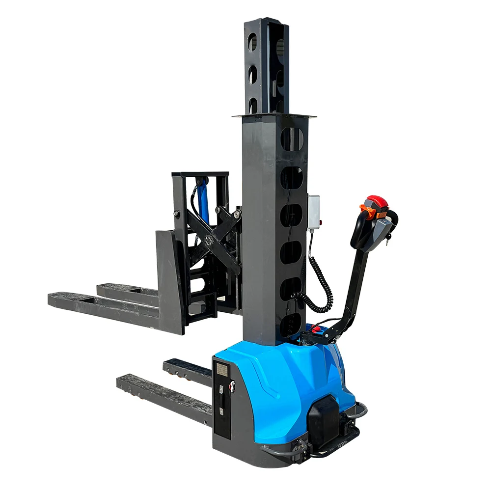 for500kg 1000kg 1500kg full electric semi electric self load stacker pallet forklift self lifting stacker