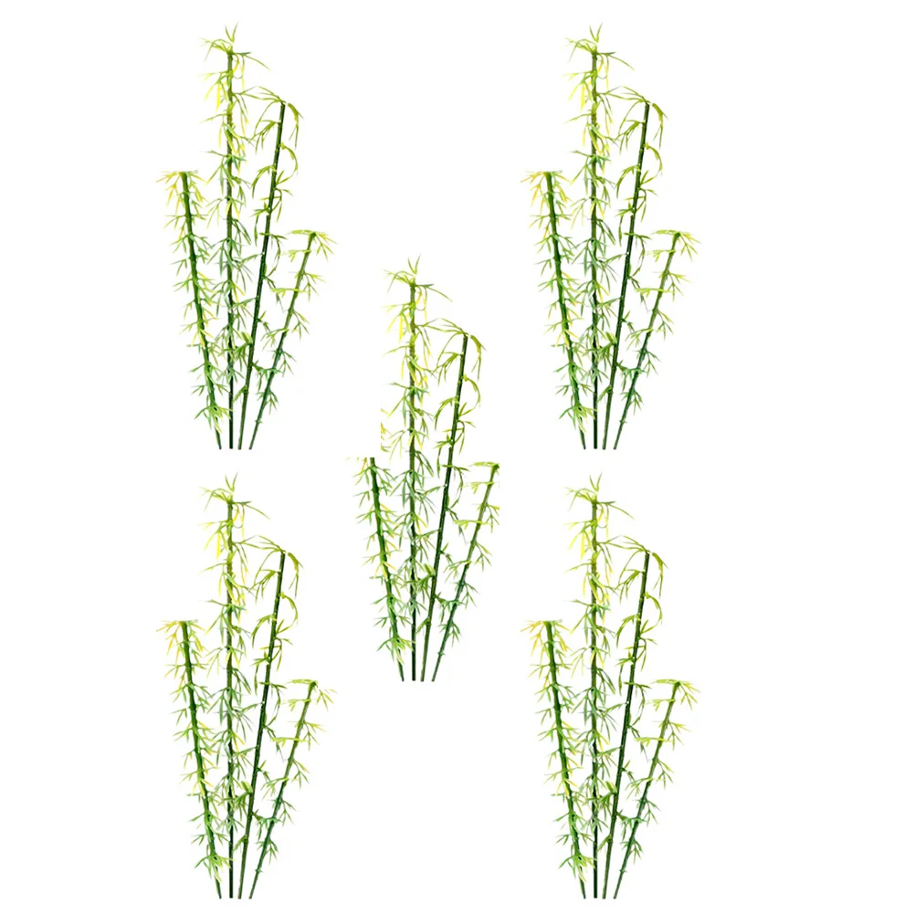 20 Pcs Bamboo Model Tree Artificial Plants Outdoor Decor Mini Faux Miniature Fake