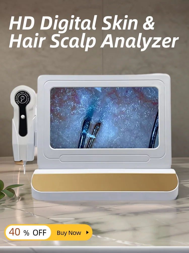 2025 HD Digital Skin Analyzer Professional Hair Scalp Camera Detector Hair Follicle Oil Moisture Test Device 10inch 50/200X