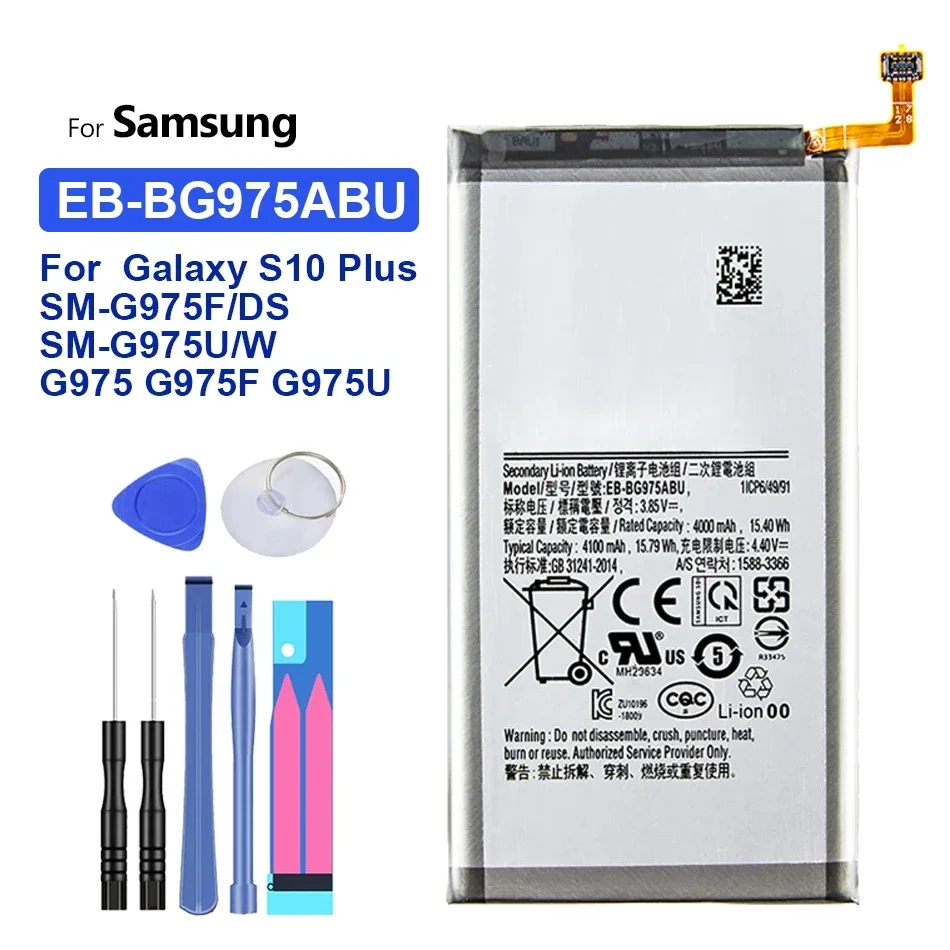 EB-BG975ABU 4100mAh Mobile Phone Battery For Samsung Galaxy S10 Plus s10+ SM-G975F/DS SM-G975U G975W G9750 Batteries Warranty