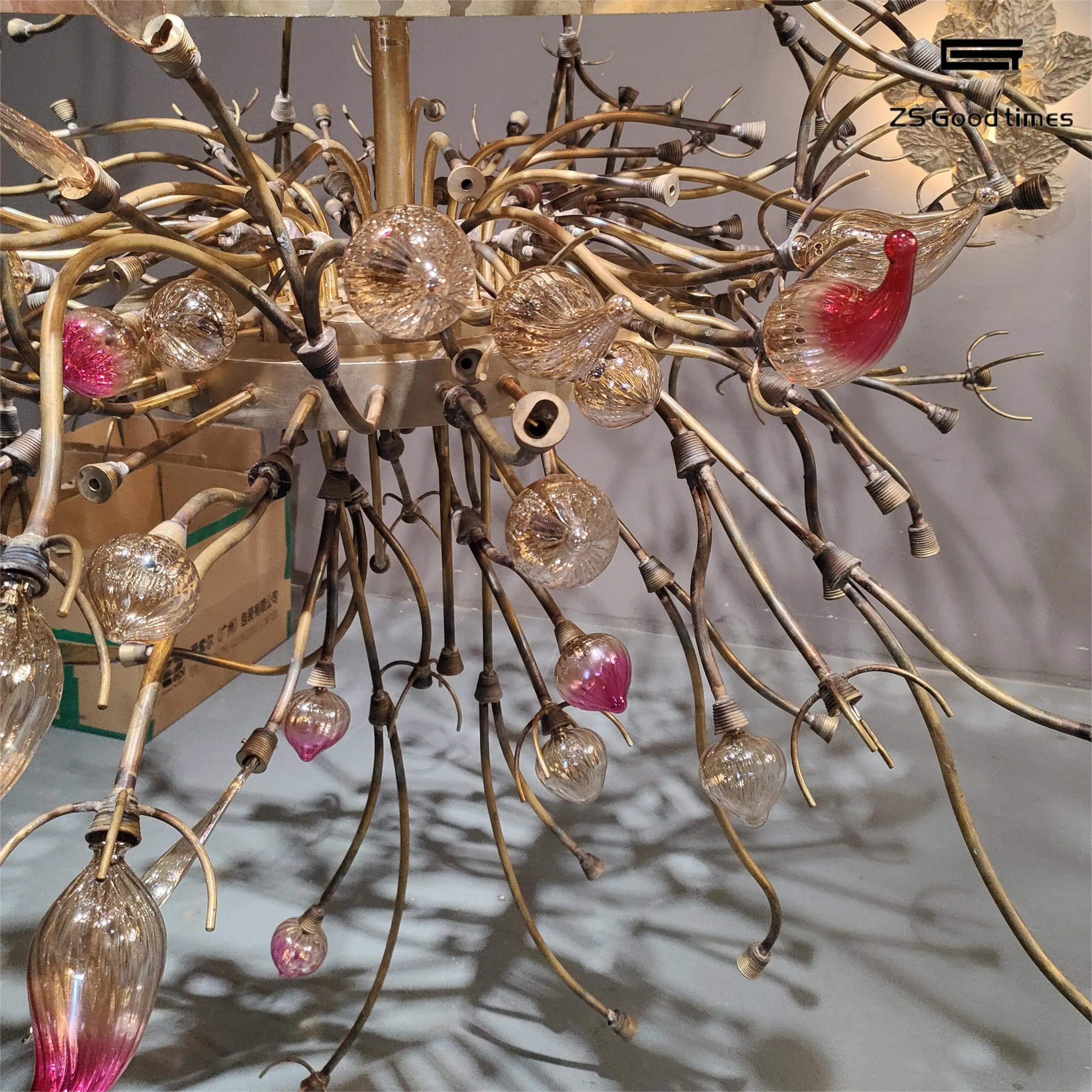 Modern Luxury Hotel & Villa Lobby Floor Lamp Custom Dendroscope Glass with LED Light Source Non-standard Engineering