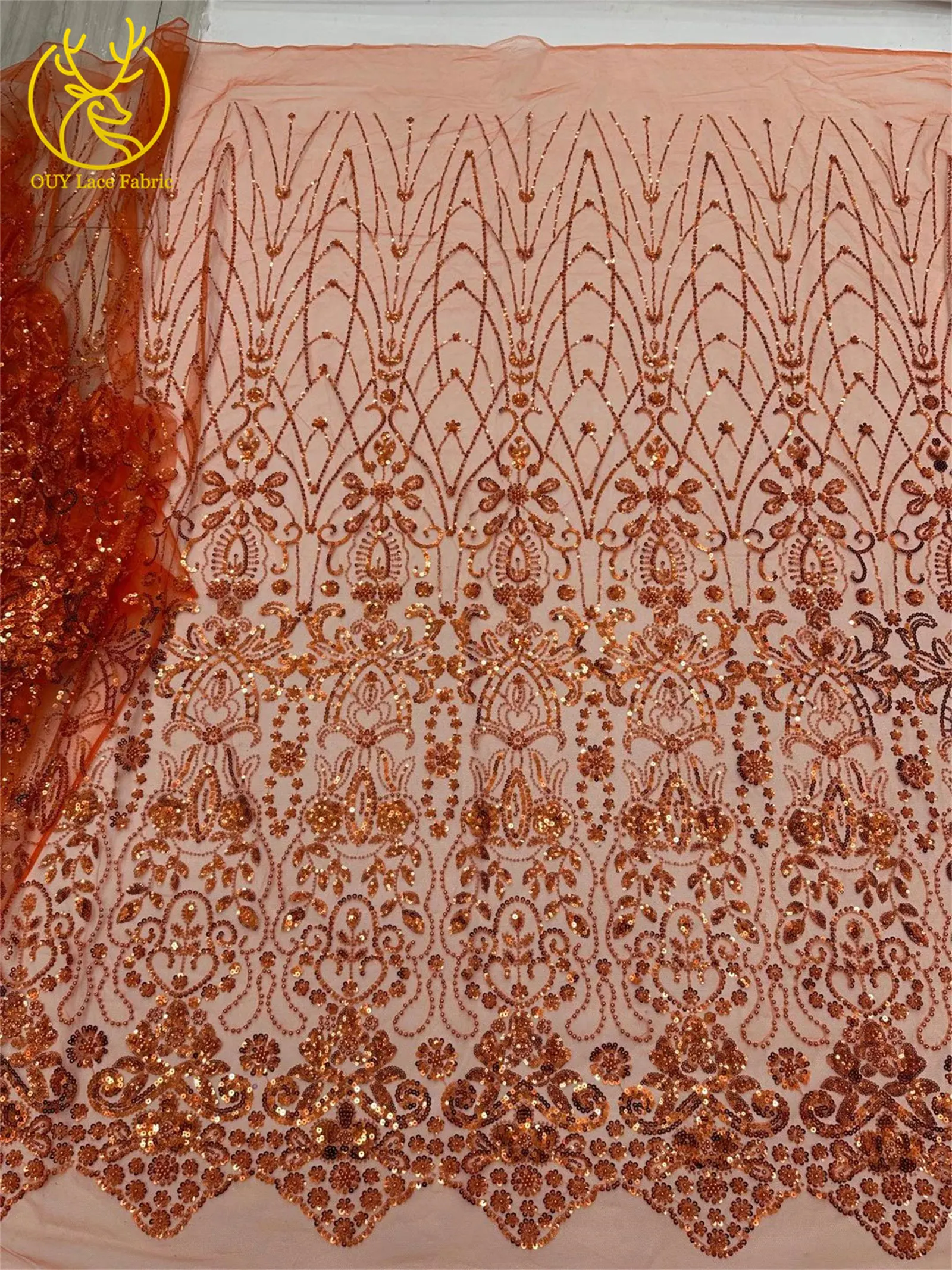 5 Yards meistverkaufter afrikanischer Pailletten-Spitzenstoff, hochwertige Mode, nigerianischer Perlen-Tüll-Spitzenstoff, Nähen von Partykleidern – Detail 15