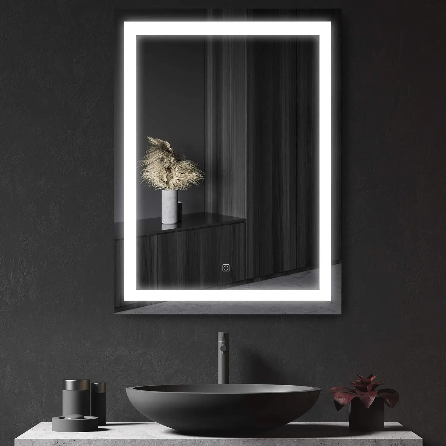 Led Bathroom Mirror Wall Mount Vanity Make Up Mirror With Dimmable Touch Switch Control And Defogger, Waterproof - 36"" X 28""