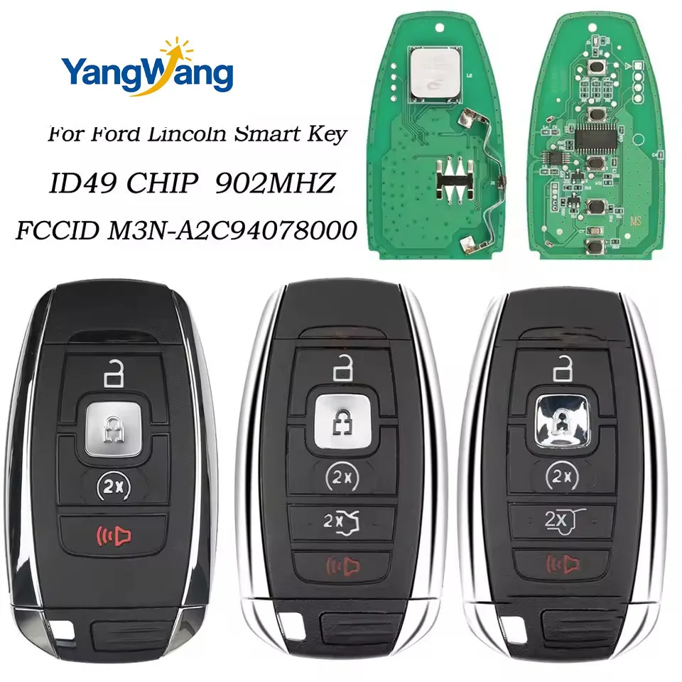 YangWang M3N-A2C940780 Smart remote key For Lincoln Continental MKC MKZ MKX 2017 - 2020 Navigator Nautilus 902MHZ ID:49CHIPWang