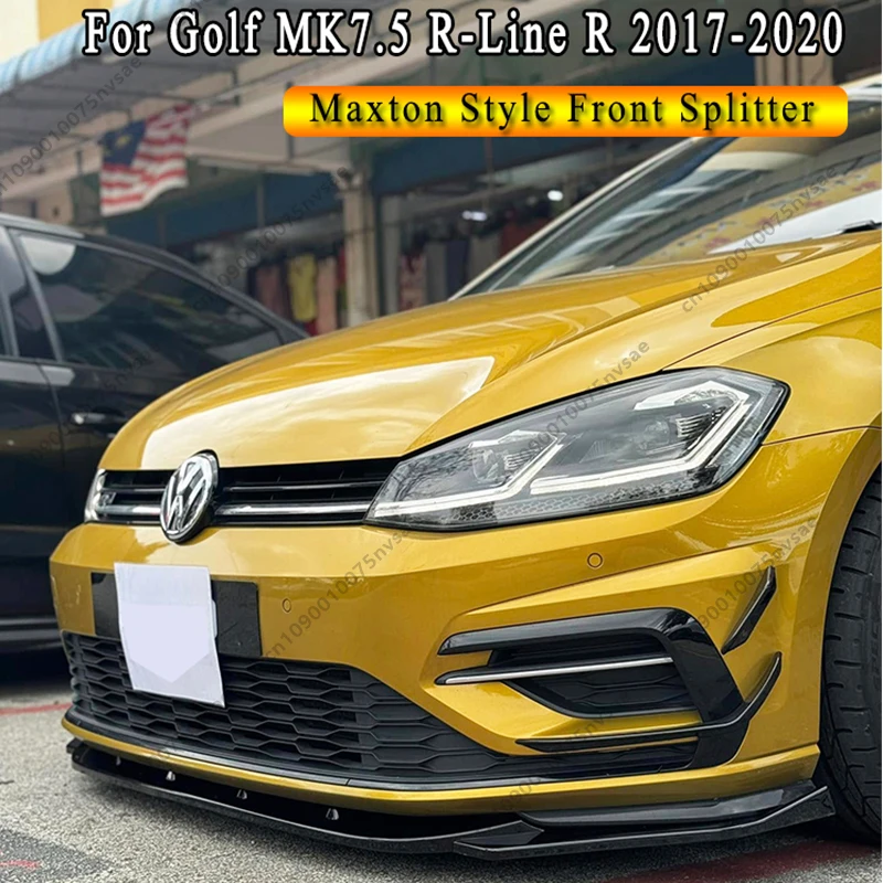 

Передний бампер автомобиля в стиле MAXTON, спойлер для подбородка, сплиттер для VW Golf Mk7.5 R-Line & R 2017-2020, крышка переднего бампера, спойлер Bodykit