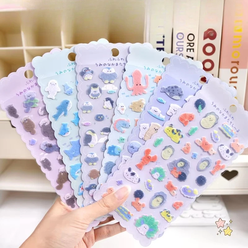 Felt 3D Marine Animal Stickers Self Adhesive Puffy Decals for Baby Early Learning Reward DIY Scrapbook Phone Decor