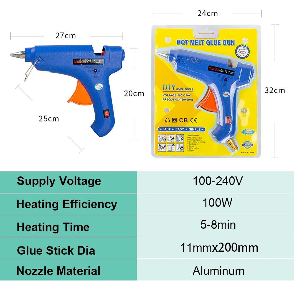 Imagem -02 - Pistola de Cola Quente com Bastão de Cola Temperatura Térmica Elétrica Aquecedor de Alta Temperatura Faça Você Mesmo Repair Tool 10 Pcs 11x200 mm 100w