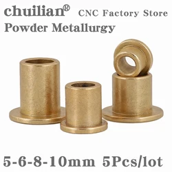 5PCS ID 5 6 8 10mm Flanging Self-Lubricating Bearing Powder Metallurgy Oil Copper Bushing Guide Sleeve with Stepped Flange