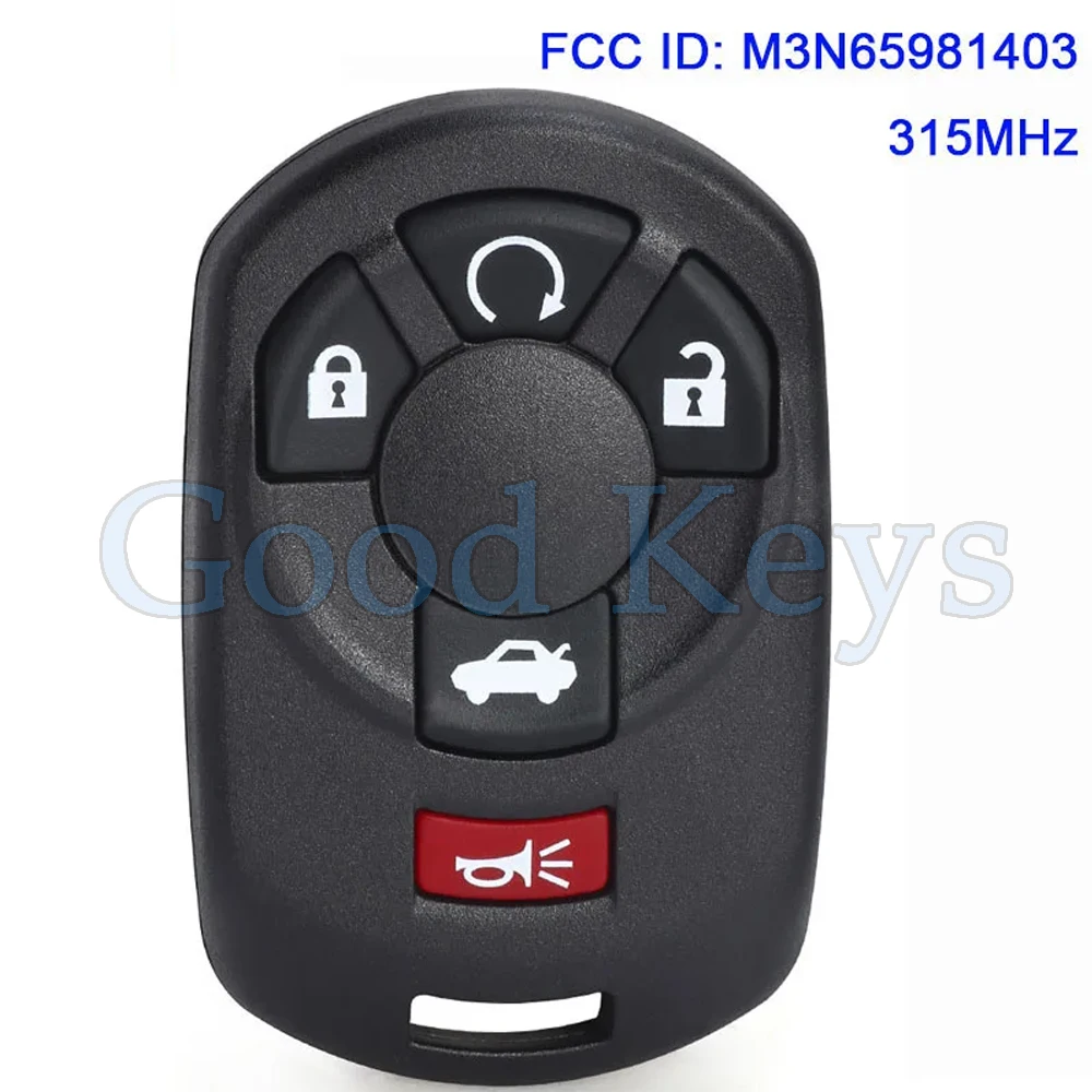 KEYECU M3N65981403 Remote Key Fob for Cadillac STS 2005 2006 2007 ID46 Chip 15212382 15212383 315MHz 5 Button