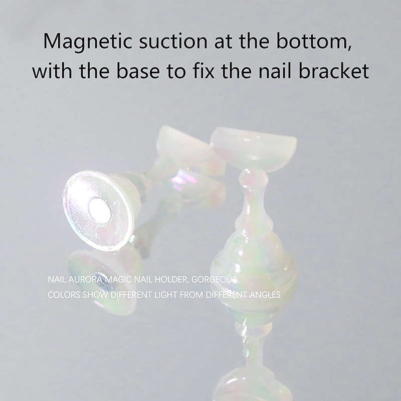 

Acrylic Display Stand for False Nail Tips Gel Polish Storage Shelf Manicure Practice Tools Aurora Magnetic Nail Holder