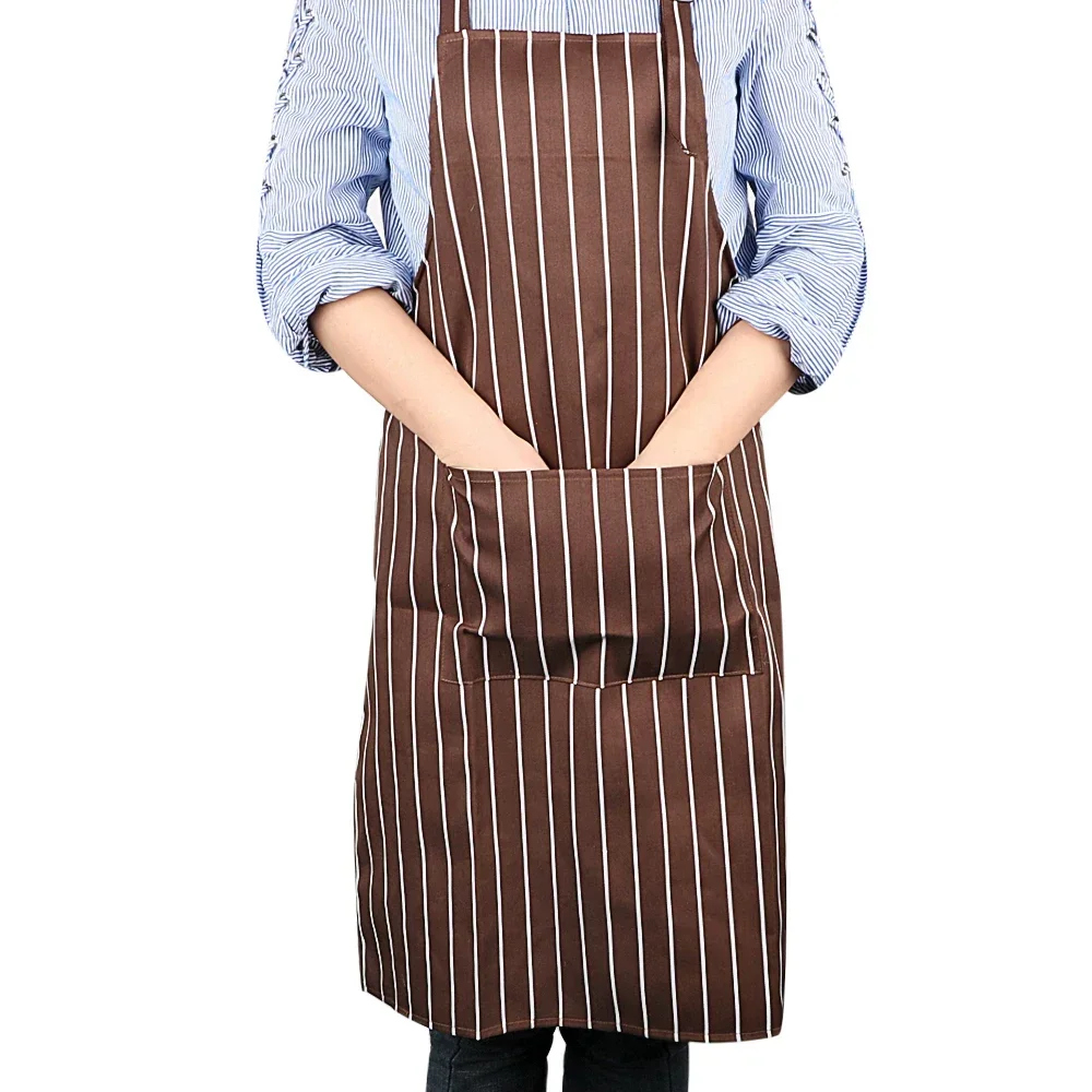 Adjustable Hang Neck Chef BBQ Kitchen Apron Restaurant Baking Cooking Bib Dress Polyester+cotton Cookers Aprons With Two Pockets