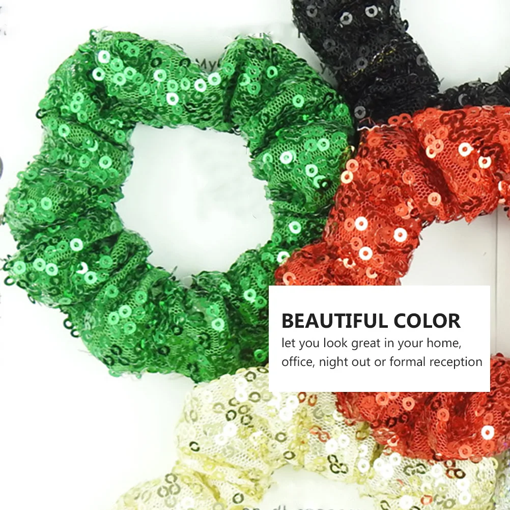 

2 шт., блестящие кольца для волос с блестками, эластичные резинки для волос, держатели для хвоста на Рождество, праздничный подарок, держатель для хвоста