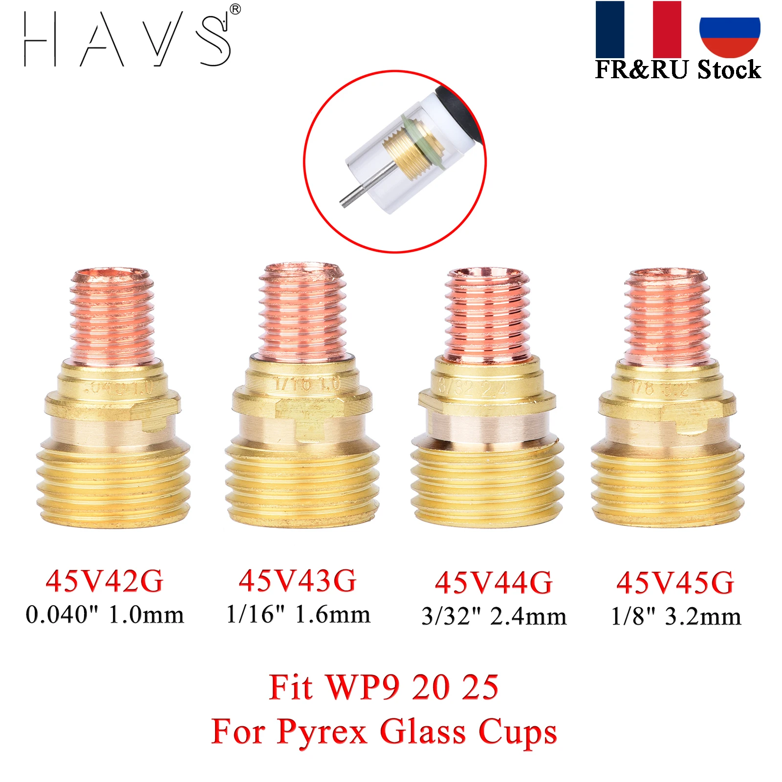 5/10Pcs 1.0/1.6/2.4/3.2mm TIG Gas Lens Collet Body 45V42G 45V43G 45V44G 45V45G For TIG WP9 20 25  High Temperature Glass Cup