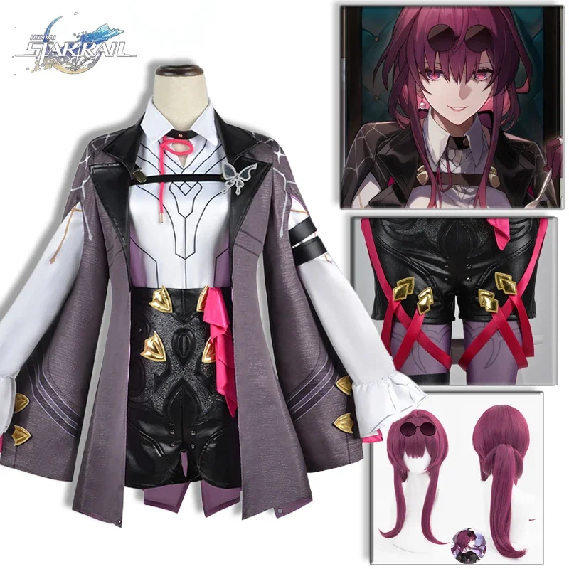 

Kafka Honkai Cosplay Star Rail Game Costume Wig Combat Uniform Wig Women Jackets Halloween Party Role Play Clothing Comic Con