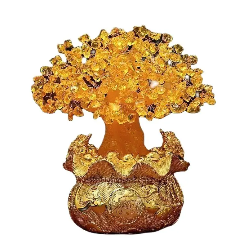 

Yellow Crystal Lucky Tree Decoration, Home Decoration, Made a fortune Tree, Cash Cow, Opening Gifts